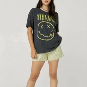 NEW Daydreamer Nirvana Smiley Graphic Cotton Band Short Sleeve Tee-Shirt Top